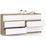 AKORD Komoda, 6 Predalov, Hrast Sonoma/Bela, (5000332097) | Shoptok.si