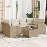 Maison Chic Seti vrtnega pohištva - Vrtna garnitura - Vrtni pohištvo set 7-delna z blazinami bež poli ratan, (21807016) | Shoptok.si