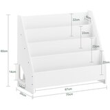 SoBuy OTROŠKA KNJIŽNA POLICA s 4 odprtimi predali, bela, 70×60×30 cm | Shoptok.si