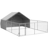 vidaXL Zunanji pasji boks z izpustom 6x3x1,9 m pocinkano jeklo | Shoptok.si