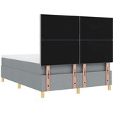 Box Postelja z vzmetnico z vzglavjem Svetlo siva 160 x 200 cm blago, (5000125748) | Shoptok.si