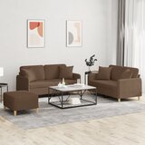  3-dijelni set sofa s jastucima smeđi od tkanine | shoptok.hr