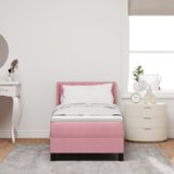 Box Dvignjena postelja z vzmetnico Roza 80x200 cm Žamet, (22050318) | Shoptok.si