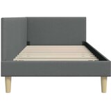 vidaXL Kotna postelja Temno siva 100 x 200 cm Tkanina in oblikovan les | Shoptok.si