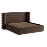 Micadoni Rjava oblazinjena zakonska postelja s prostorom za shranjevanje z letvenim dnom 200x200 cm Mount – | Shoptok.si