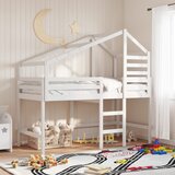  The Living Store Posteljni okvir z lestvijo in streho bel 80x200 cm borovina - Pograd, (21495753) | Shoptok.si