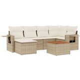 Maison Chic Seti vrtnega pohištva - Vrtna garnitura - Vrtni pohištvo set 7-delna z blazinami bež poli ratan, (21805057) | Shoptok.si