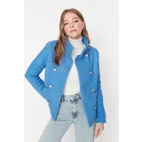 Trendyol Coat - Blue - Double-breasted