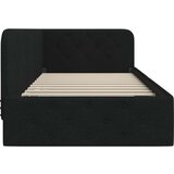  Kutni okvir kreveta s uzglavljem Crna 90 x 200 cm tkanina | shoptok.hr