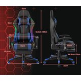  Ergonomska uredska stolica, igraći stol s LED svjetlima i sklopivom potporom za noge, plava. | shoptok.hr