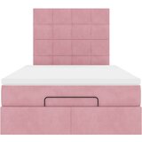vidaXL Otomanski posteljni okvir z vzmetnicami roza 120x200cm žamet, (21609910) | Shoptok.si
