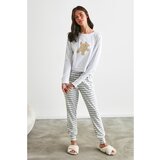 Trendyol Gray Bear Printed Knitted Pajamas Set Cene