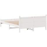vidaXL Posteljni okvir brez vzmetnice bel 135x190 cm trdna borovina | Shoptok.si