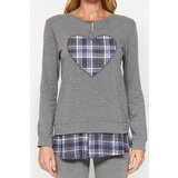 Trendyol Gray Heart Printed Tshirt-Leggings, Knitted Pajamas Set | shoptok.hr