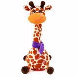 Lean Toys Interaktivna pli&amp;scaron;asta žirafa ple&amp;scaron;e, poje, ponavlja, rjava, 30 cm Slike