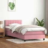 Box spring postelja z vzmetnico roza 80x220 cm žamet, (21792751) | Shoptok.si