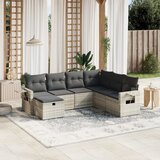 Maison Chic Seti vrtnega pohištva - Vrtna garnitura - Vrtni pohištvo set 7-delna z blazinami siv poli ratan, (21803062) | Shoptok.si