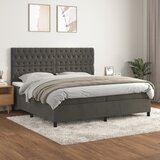  Krevet s oprugama i madracem tamnosivi 200x200 cm baršunasti | shoptok.hr
