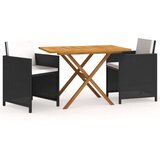  3-dijelni vrtni blagovaonski set s jastucima crni | shoptok.hr