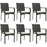  7-dijelni vrtni blagovaonski set s jastucima crni od poliratana | shoptok.hr