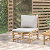 Maison Chic Vrtni sredinski kavč - Zunanji kavč s svetlo sivimi blazinami bambus, (22041057) | Shoptok.si
