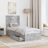  Krevet s od storage Betonski sivi 75 x 190 cm Konstruirano drvo | shoptok.hr