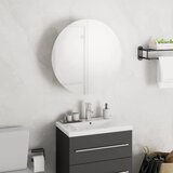 Maison Chic Kopalniška omarica - Kopalniški kabinet z okroglim ogledalom LED bela 40x40x17,5 cm, (21795001) | Shoptok.si