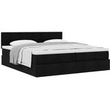  Otomanski okvir kreveta s madracima crni 200x200cm od tkanine | shoptok.hr