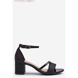 VINCEZA Black Low Heel Women's Glitter Sandals Ploemis | ePonuda.com