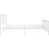 vidaXL Kovinski posteljni okvir z vzglavjem in vznožjem bel 193x203 cm, (21007173) | Shoptok.si