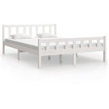 Maison Chic Posteljni okvir - Dvoposteljna postelja - Zakonska postelja bel iz trdnega lesa 150x200 cm-J10186, (21768308) | Shoptok.si