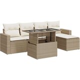 Maison Chic Seti vrtnega pohištva - Vrtna garnitura - Vrtni pohištvo set 6-delna z blazinami bež poli ratan, (21813181) | Shoptok.si