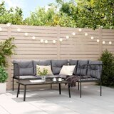  Set vrtnih sofa s jastucima crni od čelika i tekstilena | shoptok.hr