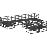 vidaXL Sjedeća garnitura za vrt 10 pcs Crna 70 x 70 x 32 cm Aluminij | shoptok.hr
