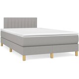 vidaXL Box spring postelja z vzmetnico svetlo siva 120x200 cm blago, (20726782) Cene