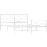 vidaXL Kovinski posteljni okvir z vzglavjem in vznožjem bel 150x200 cm, (21058393) | Shoptok.si