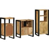 vidaXL Set namještaja za kupaonicu 3 pcs Smeđa Čvrsto drvo manga | shoptok.hr