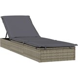 LEŽAJ za sunčanje s krovom sivi 211 x 57 x 140 cm poliratan | shoptok.hr