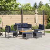 vidaXL Set vanjskih sofa Siva i plava Ratan s metalnim okvirom Standard | shoptok.hr