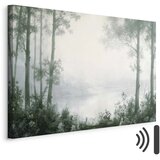  Slika - Retro Landscape Grove Trees and Pond in Patinated Shades of Green 90x60 Akustična | shoptok.hr