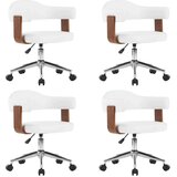 vidaXL Vrtljivi jedilni stoli 4 kosi beli ukrivljen les in um. usnje | Shoptok.si