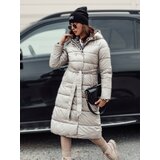DStreet Kurtka damska VELVETTI długa pikowana z kapturem dwustronna beżowa | Shoptok.si