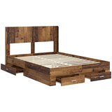  Krevetna konstrukcija s pohranom i uzglavljem Staro drvo Smeđa 120 x 190 cm | Shoptok.si