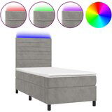  Box spring postelja z vzmetnico LED svetlo siva 90x200 cm žamet, (20937429) | Shoptok.si