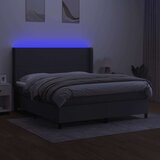  Box spring postelja z vzmetnico LED temno siva 180x200 cm blago, (20788891) | Shoptok.si