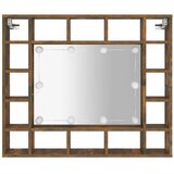 Ormarić s ogledalom LED boja dimljenog hrasta 91x15x76,5 cm | shoptok.hr