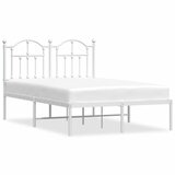 Maison Chic Kovinski Posteljni okvir - Dvoposteljna postelja - Zakonska postelja z vzglavjem bel 120x200 cm, (21693077) Cene