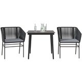 vidaXL 3-dijelni vrtni blagovaonski set s jastucima od crnog | shoptok.hr