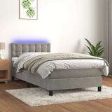  Box spring postelja z vzmetnico LED svetlo siva 90x190cm žamet, (20791009) | Shoptok.si