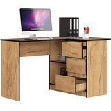 AKORD B16 Kotna Pisalna Miza, 3 Predali, Desna Izvedba, Hrast Craft, (5000333073) | Shoptok.si